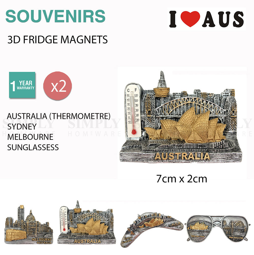 2x Australian Souvenirs Fridge Magnets Sydney Melbourne Thermometer Aussie Gift - Simply Homeware