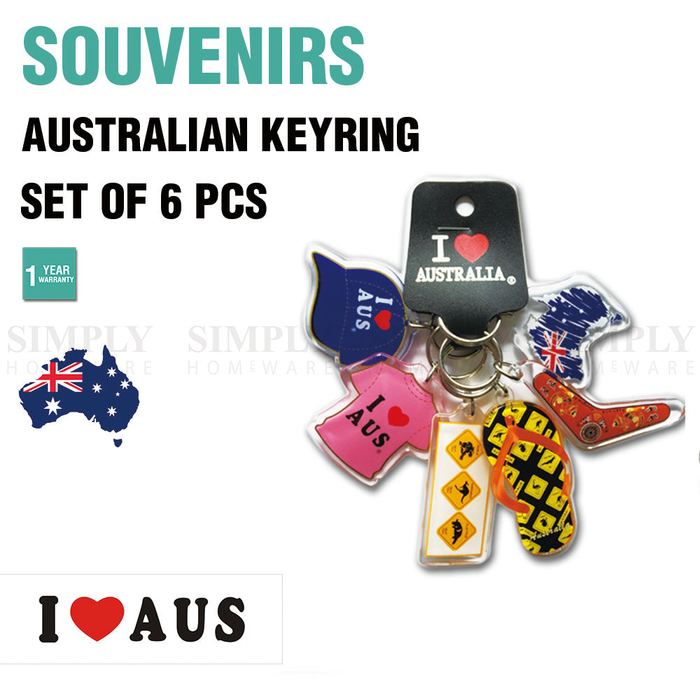 6pcs Australian Souvenirs Keyring Chain Acrylic Gift Bulk Aussie - Simply Homeware