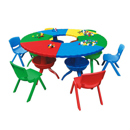 Kids Table and Chair Set Children Activity Toddler Large Plastic 6 Chairs 127x50