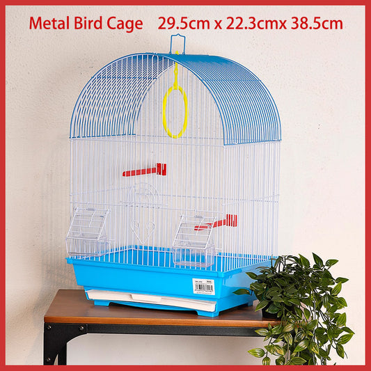 Bird Cage Small Medium Metal Frame Domed Roof White 29.5cm x 22.3cm x 38.5cm