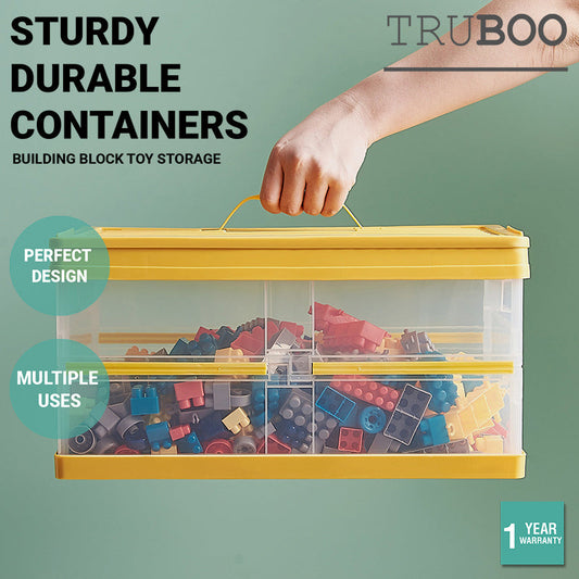 Truboo Toy Organizer Set Building Block Toy Storage Clear Stackable Plastic Storage Containers With Durable Latching Clear Lids