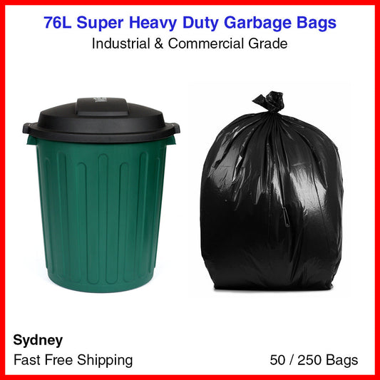 76L Garbage Bags Heavy Duty Garden Kitchen Rubbish Bin Liners Plastic Black