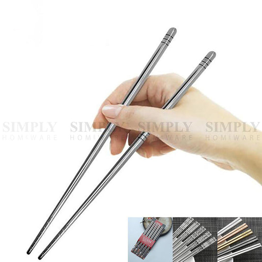 Stainless Steel Chopsticks 304 Set Bulk Silver Metal Korean Asian Japanese Gift