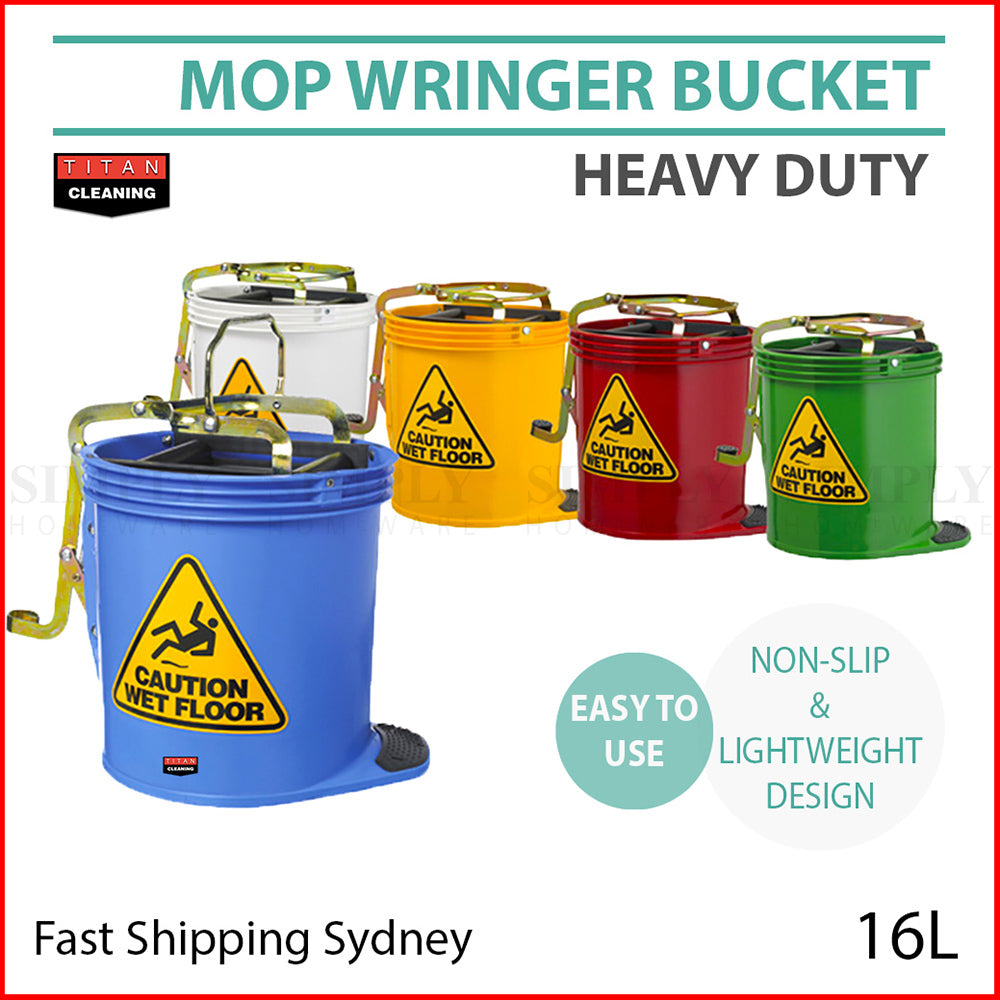 Mop Bucket Wringer Buckets 16L Heavy Duty Commercial Cleaning Supplies Home - Simply Homeware