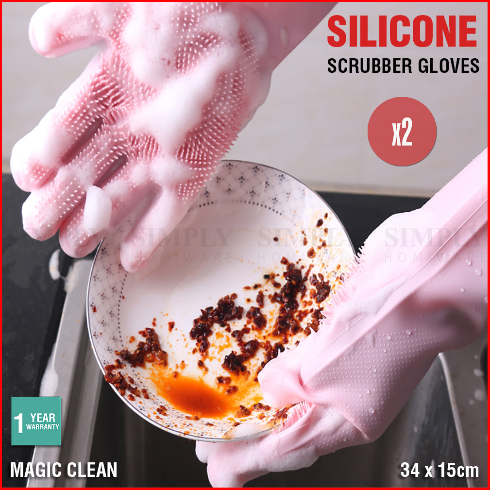 Silicone Scrubbing Gloves Magic Dish Scrubber Washing Cleaning Sponge Rubber - Simply Homeware