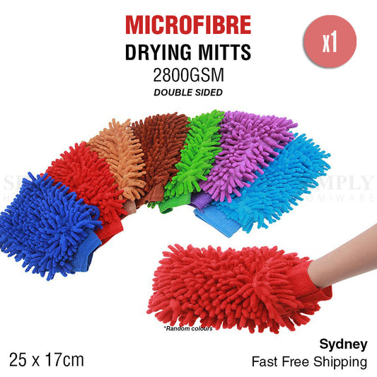 2800GSM Microfibre Car Wash Mitt Drying Glove Cleaning Microfiber Super Absorb - Simply Homeware