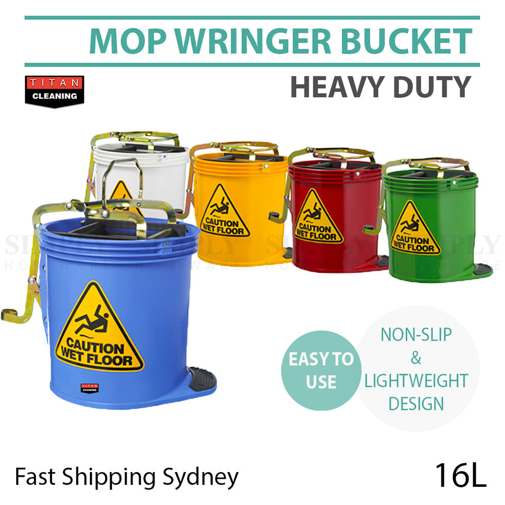 Mop Bucket Wringer Buckets 16L Heavy Duty Commercial Cleaning Supplies Home - Simply Homeware