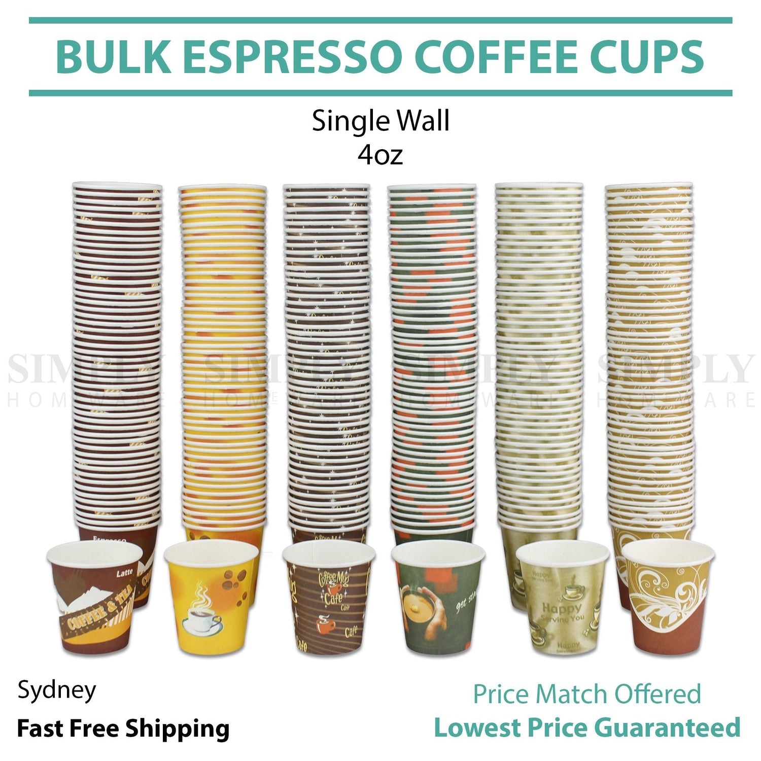 Disposable Coffee Espresso Paper Cup 4oz Shot Expresso Tasting Wall 120ml Bulk - Simply Homeware