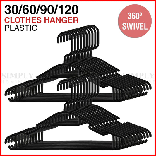 Plastic Coat Hangers Clothes Bulk Black Clothing Coathangers Shirt Suit Swivel