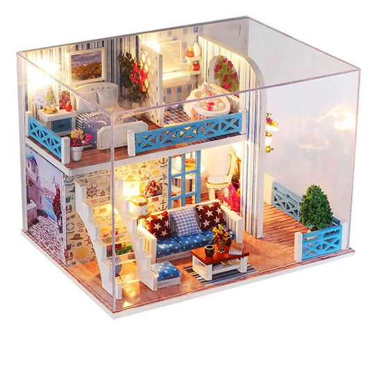 Lineguard DIY LED Doll House Mini Home Music Lighting Miniature Furniture Kit