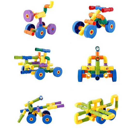 Truboo Kids Tube Blocks Building Toy DIY Set Educational Engineering 72 PCS Gift