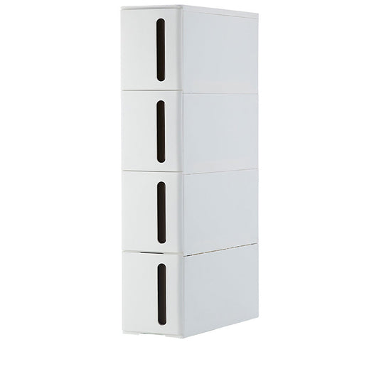 Lecluse Rolling Storage Drawer Cabinet Slim Plastic Cart On Wheel 4-Tier