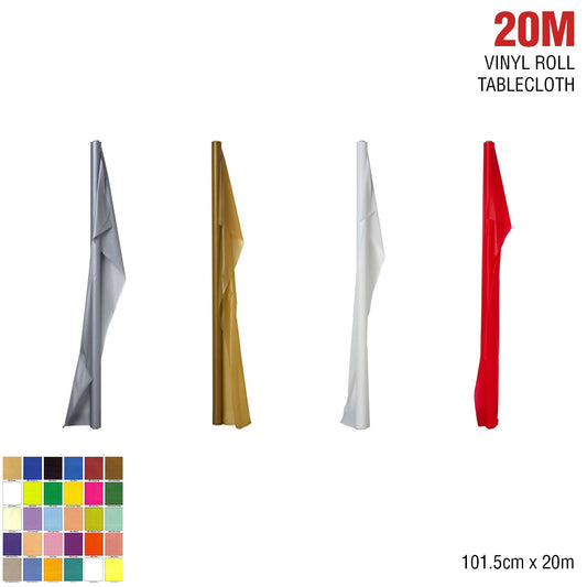 20m Table Cloth Tablecloth Plastic Roll Banquet Party Event Wedding White Vinyl