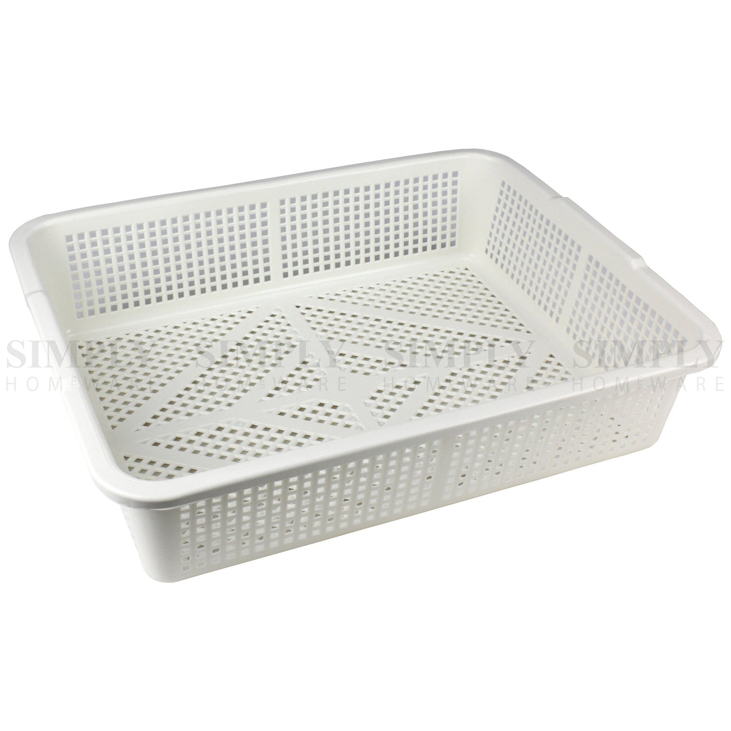 2x Storage Tray Basket Plastic Organiser Trays Tub Container Organizer White - Simply Homeware